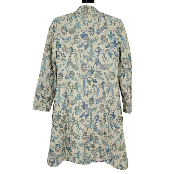 Vintage Country Set Tapestry Button Front Blue Floral Coat Jacket Size Small - Picture 2 of 5
